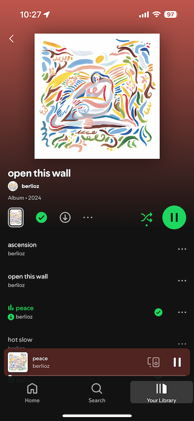 screenshot of spotify showing 'open this wall' by Berloiz